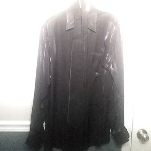 MENS Diamante lustrous black shirt set